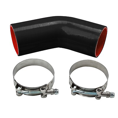 #ad 3.5quot; 45 DEGREE TURBO INTAKE INTERCOOLER SILICONE COUPLER HOSE 89MM BKRDT CLAMP $12.55