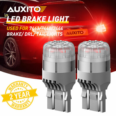 #ad AUXITO 7443 7444 Red LED Bulb Brake Tail Stop Parking Light 7440 T20 Bright Lamp $12.34
