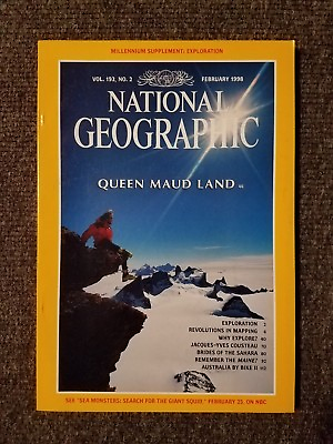 #ad National Geographic Magazine February 1998 No Map Antarctica Queen Maud Land $8.86
