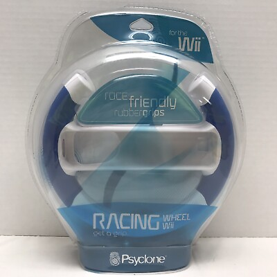 #ad New Psyclone Wii Game Racing Wheel Race Friendly Blue Rubber Grips Free Ship $14.99