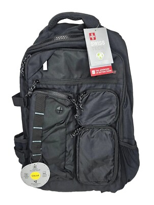 #ad Swiss Tech Lucerne Unisex Zip Around Black Backpack NWT School College Work $29.99