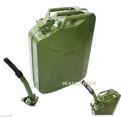 #ad 5 Gallon NATO Style 20L Green Jerry Can Oil Gasoline Gas Steel Tank w Spout $53.99