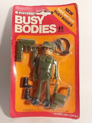 #ad Playcraft Busy Bodies SOLDIER Twist amp; Turn Rare Vintage Mettoy New On Card 1977 GBP 49.13