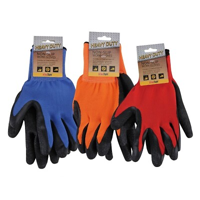 #ad 3 Pack Heavy Duty Durable Knit Construction Safety Work Gloves Latex Coating $8.05