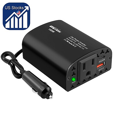 #ad 150W Car Power Inverter 12V to 110V Car Plug Outlet Adapter with PD 25W USB C $19.99