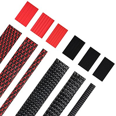 #ad 6 Rolls Of 16 Ft Wire Loom Braided Cable Sleeve With 127 Pieces Heat Shrink Tube $29.22