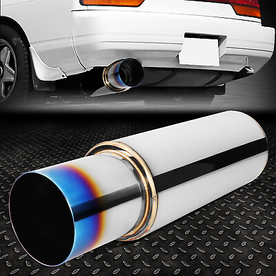 #ad 2.5quot; INLET STAINLESS STEEL STRAIGHT THROUGH EXHAUST MUFFLER 4quot; OD BURNT TIP $32.88