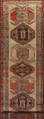 #ad Vintage Ardebil Tribal 14 ft. Long Runner Rug Handmade Hallway Carpet 4x14 $906.36