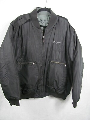 #ad Vintage Y2K Sean John Bomber Jacket Men#x27;s XL Black Green Quilted Grey Reversible $34.95