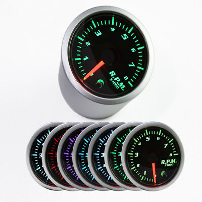 #ad 2quot; 12V Tachometer Tach Gauge for 1 8 Cylinder Gas Powered Engines 7 Color LED $19.56