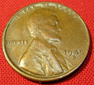 #ad 1949 S Lincoln Wheat Cent Circulated G Good to VF Very Fine 95% Copper $2.18
