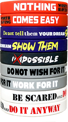 #ad 12 Pack Motivational Wristbands for Men Women amp; Teens 12x8” Silicone Bracelets $24.98