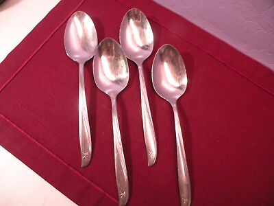 #ad Set Of 4 Oneida Twin Star Serving Spoons Stainless Flatware 8 3 8quot; $21.63