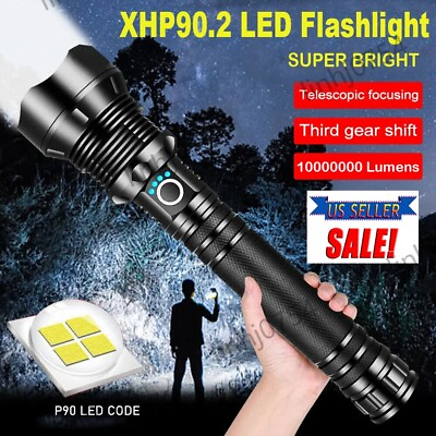 #ad 9000000 Lumens LED Flashlight Tactical Light Super Bright Torch USB Rechargeable $22.45