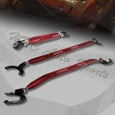 #ad For 2002 2006 Acura RSX DC5 Upper FrontRearLower Red Aluminum Strut Bar 3pcs $121.88