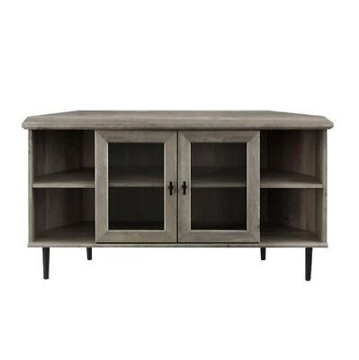 #ad 48quot; Wood Corner Fireplace Media TV Stand Console Grey Wash $99.00