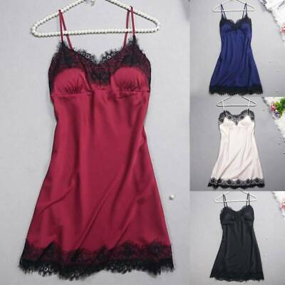 #ad Womens Sexy Lace Lingerie Sleepwear Babydoll Slip Dress Nightie Robe Nightwear $12.19