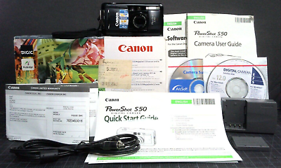 #ad Black Canon Powershot S50 AiAF 5.0MP w Battery Charger 128mb CF Card Case $69.83
