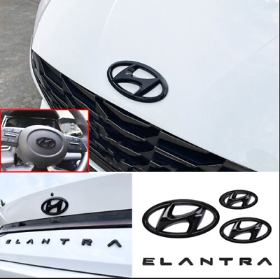 Glossy Black Front Rear Emblem Letter Logo Badge For Hyundai Elantra 2021 2023 $29.38