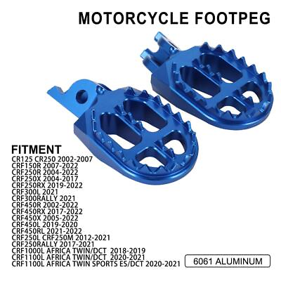 #ad Foot Pegs Dirt Bike Footpegs Footpedals CNC For CR125 CR250 CRF150R CRF250R Blue $30.99