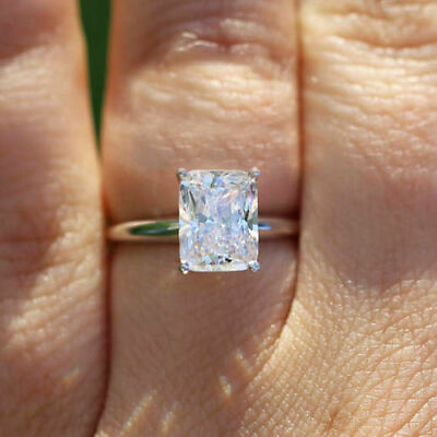 #ad 2.50 Ct Lab created Radiant Cut Diamond Wedding Silver Ring Anniversary Jewelry $125.00