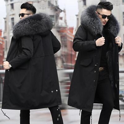 #ad Winter Removable Liner Men#x27;s Pie Jacket Mid Length Fur All in One Warm Jacket $149.91