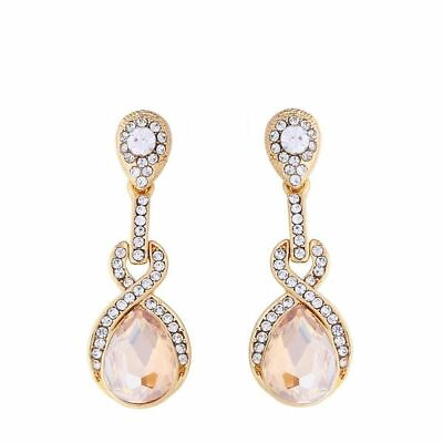 #ad Beautiful Upscale Long Teardrop Champagne Crystal Earrings $10.97