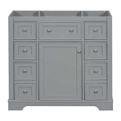 #ad 36quot; Bathroom Vanity w Sink Cabinet Base Only One Cabinet and Six Drawers Grey $300.23