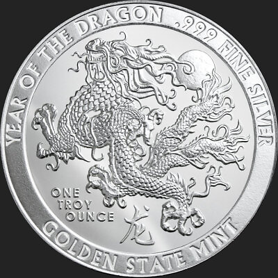 #ad 1 oz Year of the Dragon Silver Round $35.44