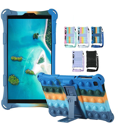 #ad for Samsung Tab A7 Lite 8.7quot; 2021 T220 T225 Silicone Pop Toy Shoulder Strap Case $19.63