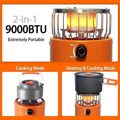 #ad 2in1 Portable Propane Gas Heater amp; StoveOutdoor Camping Stove fireproofGloves $32.99