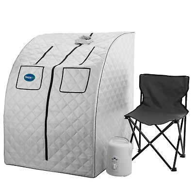 #ad Durasage Large Portable Personal Steam Sauna Spa for Relaxation at Home Silver $144.95
