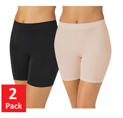 #ad 2 Pack Carole Hochman Women#x27;s Slip Shorts Black amp; Nude Smooth Breathable $24.99