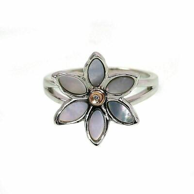 #ad Clogau Silver Ring Size K Diamond Mother of Pearl Lady Snowdon Lily Rose Gold GBP 89.99