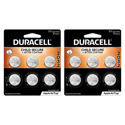 #ad Duracell CR2032 3V Lithium Battery Coin Cell 6 count Pack of 2 $14.99