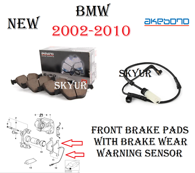 #ad Akebono Premium Ceramic Front Brake Pads With Sensor For 03 10 BMW E60 E65 E66 $143.33