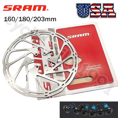 #ad SRAM Centerline 140MM 160MM 180MM 203MM Brake Disc Rotor MTB Bike 6 Bolt Silver $19.60