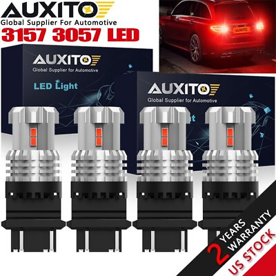 #ad AUXITO 3157 Red LED Brake Tail Light Parking Bulbs High Power CANBUS Error Free $22.99