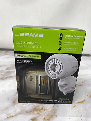 #ad NEW Mr. Beams White Plastic Security Spotlight Motion Sensing LED Adjustable $21.32
