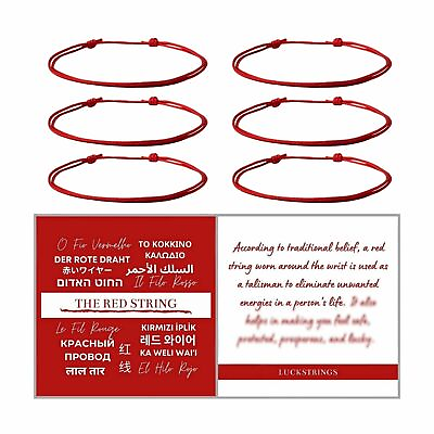 #ad 6X Red string adjustable bracelet lucky good fortune Kabbalah energy shield gift $35.00
