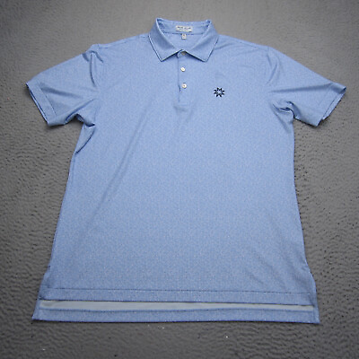 #ad Peter Millar Polo Shirt Mens Medium Blue Summer Comfort Sterling Crown Sport $59.99