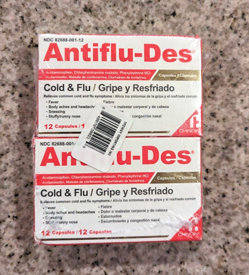 #ad ANTIFLU DES Cold and Flu Symptoms Relief Fever Reducer 2 Pack of 12 Caps... $16.45