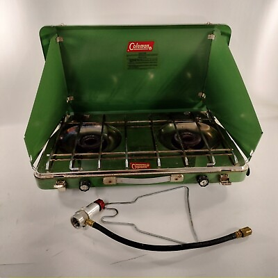 #ad Vintage Coleman Gas 2 Burner Camp Stove Camping Gear Green $195.97