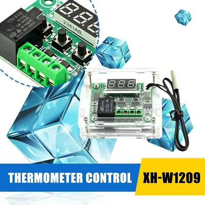 #ad Temperature Control Switch with Thermometer and Case 12V W1209 Therm γ πв $3.79