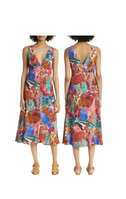 #ad NWT Farm Rio Animal Collage Tropical midi dress Size Medium P1702 $106.80
