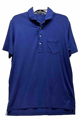 #ad Greyson Mens Size M Blue Short Sleeve Apache Cotton Polo Shirt L2 $34.99