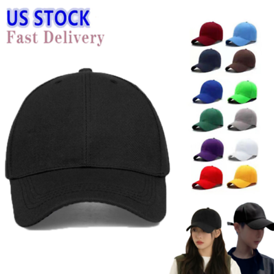 #ad Cotton Baseball Cap Ball Dad Hat Adjustable Plain Solid Washed Men Washed Pc $6.64