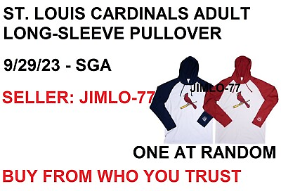 #ad ST. LOUIS CARDINALS ADULT LONG SLEEVE PULLOVER SIZE XL 9 29 23 SGA NEW IN HAND $16.24