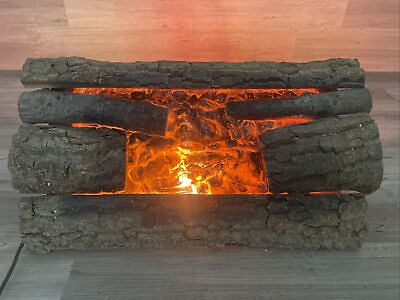 #ad Vintage Light Up Fireplace Logs Faux Fire Electric MCM READ $30.00