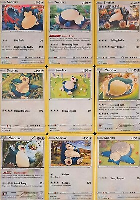 #ad 9x SNORLAX HOLO Pokemon Card Collection Set Deck Building COLORLESS WHITE $13.50